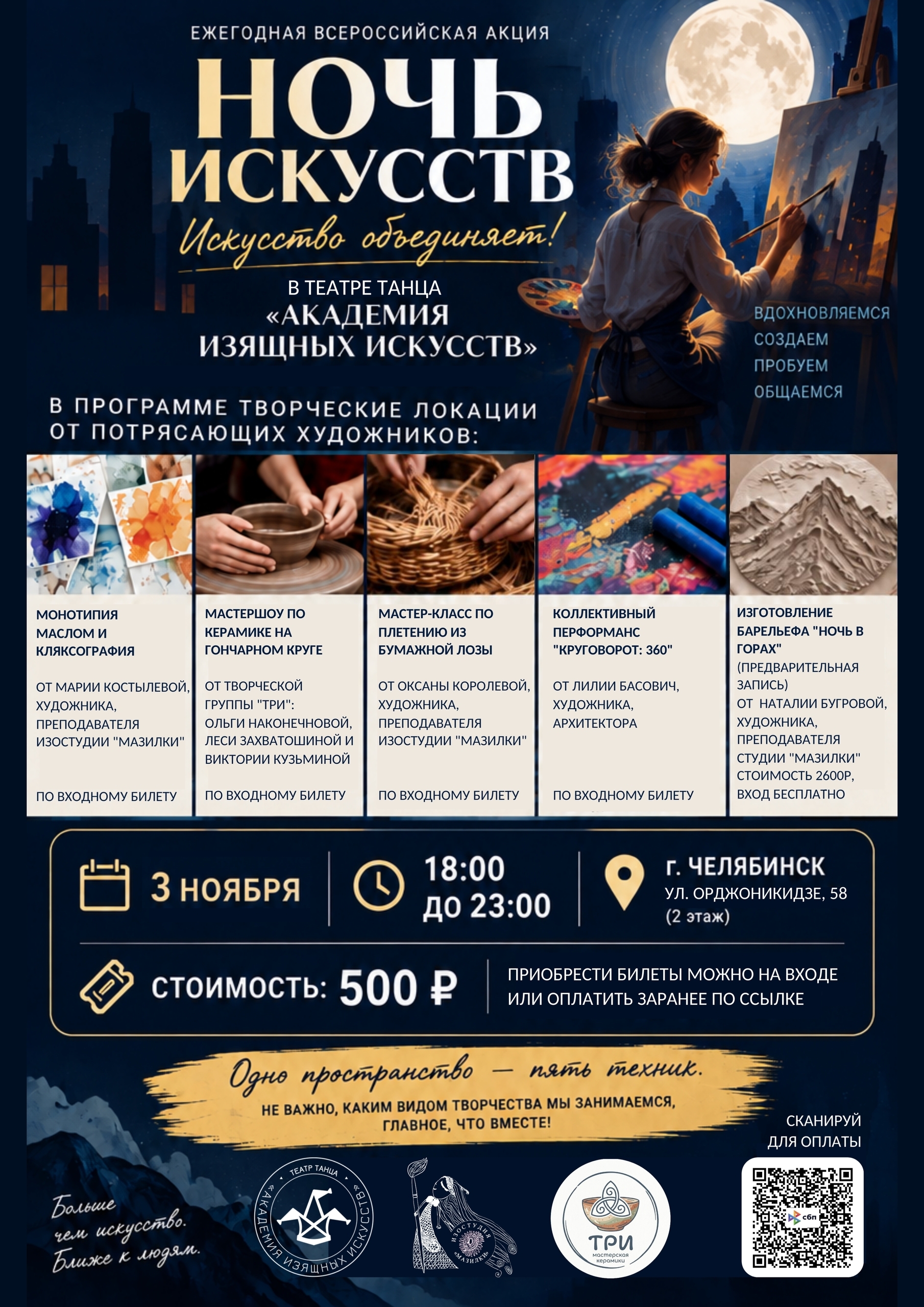 Ночь искусств: мастер-классы, перформанс и выставка