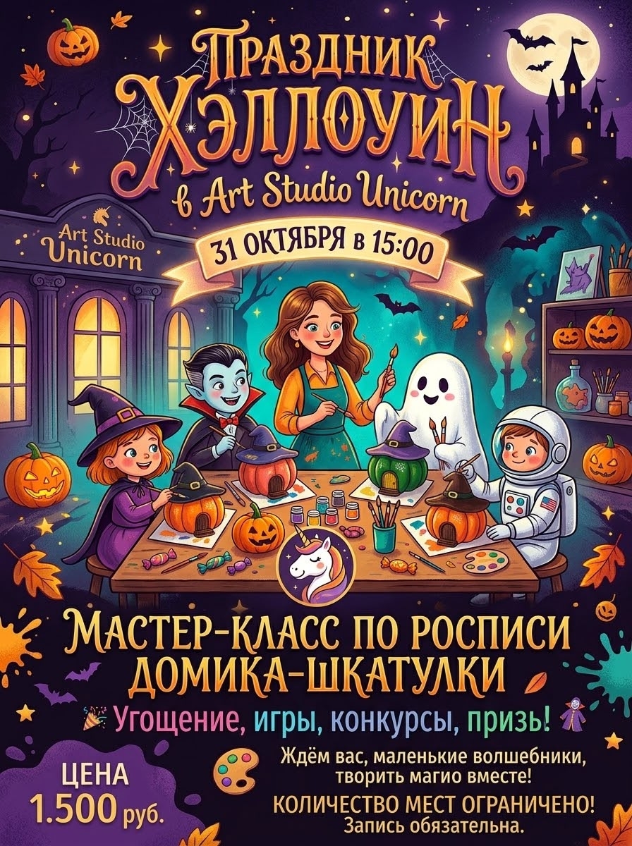 Праздник Хэллоуин: мастер-класс по росписи домика-тыковки