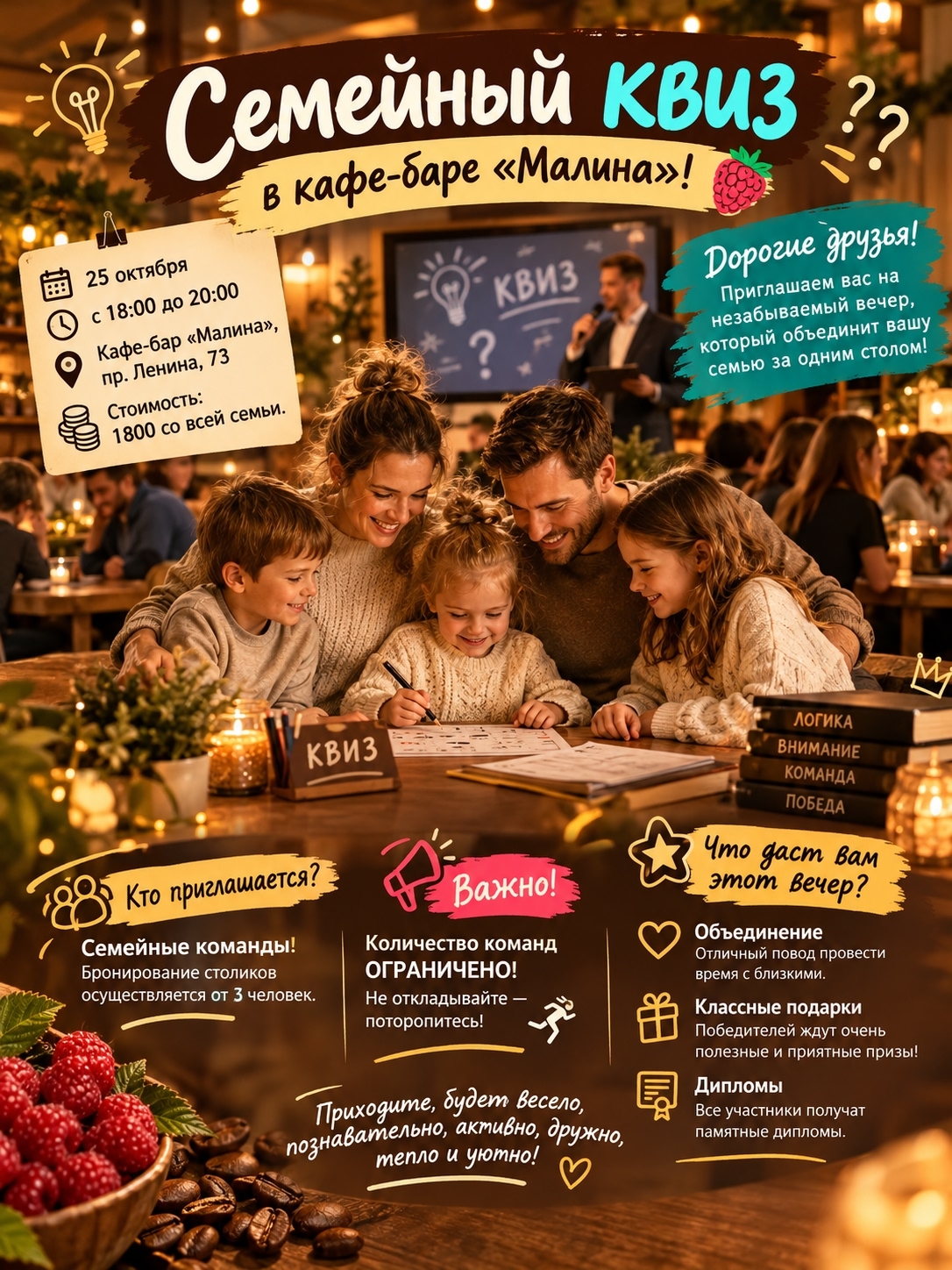 Семейный квиз в кафе-баре «МаЛина»