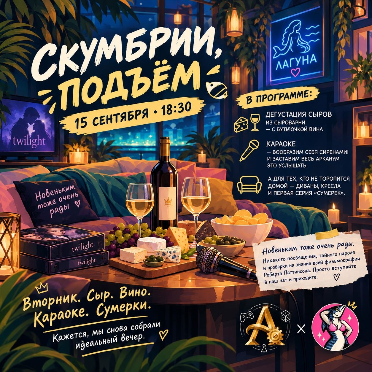 Девочки Арканума: дегустация сыров, караоке и кинопоказ